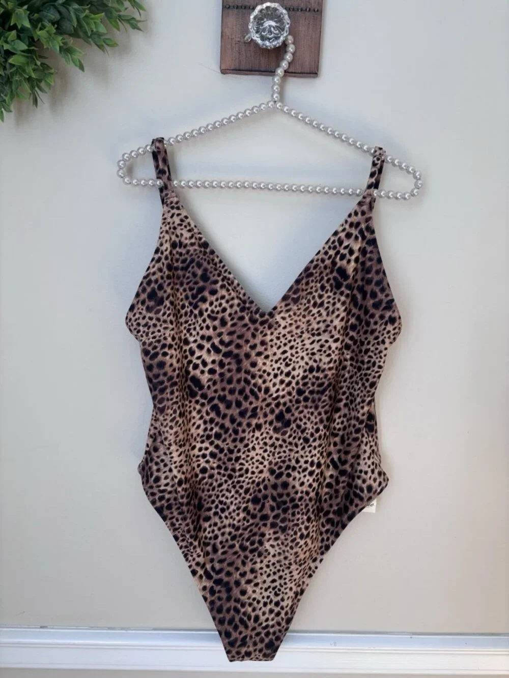 NWT Aerie Size XL Animal Print One Piece Cheeky Swimsuit Brown
